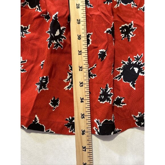 GANNI Rosemary Coral Red Pleated Flowers Floral Tiered Ruffle Summer Dress Sz XS - Picture 14 of 16